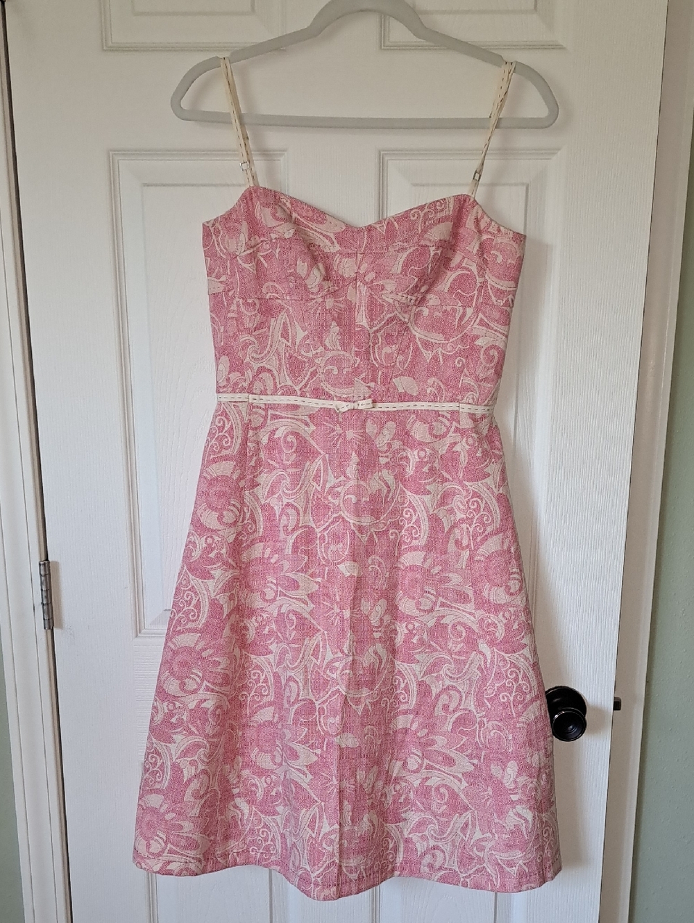 Elie Tahari Corset Bodice Floral Jacquard Fit & Flare Midi Aline Femine Dress